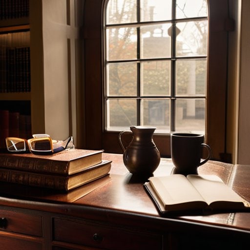 Bookish desk, dark academia lifestyle
